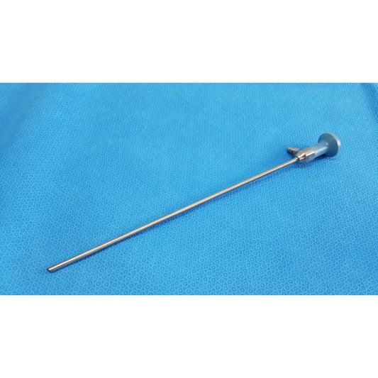 Silver ideal eyes 5mm surgical endoscope with slender metallic shaft and rounded handle for medical use
