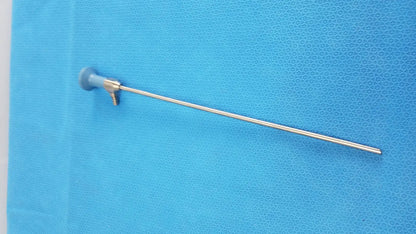 Stryker ideal eyes 5mm autoclavable endoscope with silver metallic shaft and blue-gray handle for surgical use