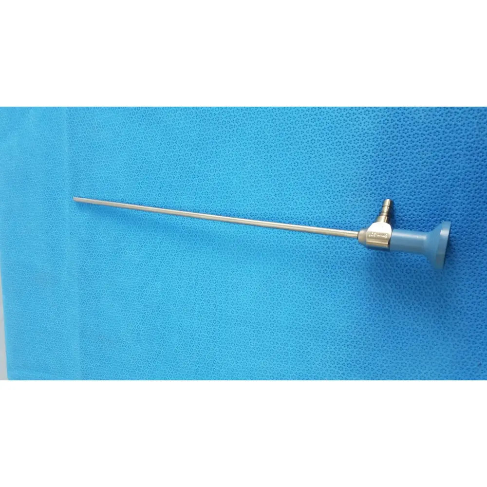 Silver surgical endoscope with blue handle and metallic joints stryker ideal eyes 5mm 30° autoclavable endoscope