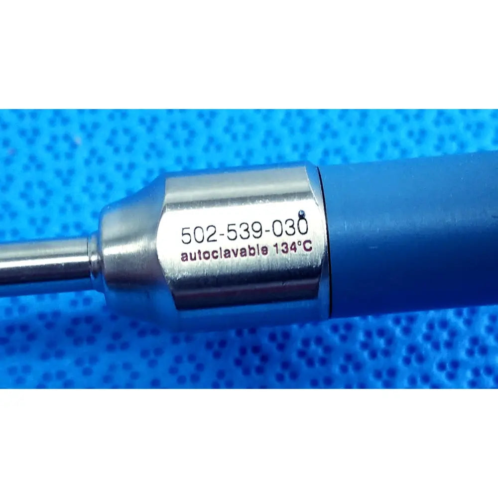Blue-handled ideal eyes 5mm autoclavable endoscope with metallic shaft and engraved serial number 502-539-030