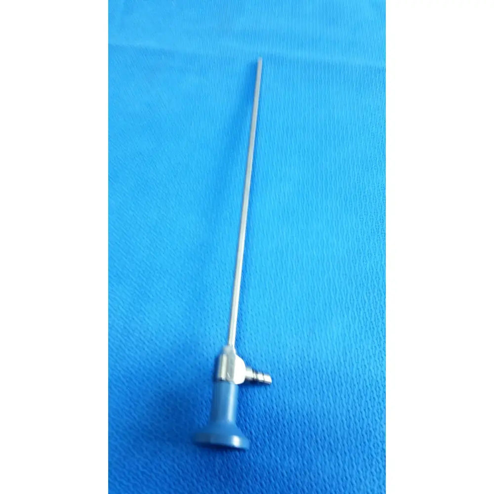 Silver surgical endoscope with blue handle and side port ideal eyes 5mm 30° autoclavable by stryker