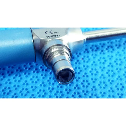 Blue and silver metallic surgical endoscope with connector ideal eyes 5mm autoclavable for precise medical use