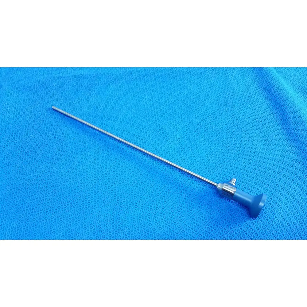 Silver surgical endoscope with blue handle and metallic joints ideal eyes 5mm autoclavable by stryker