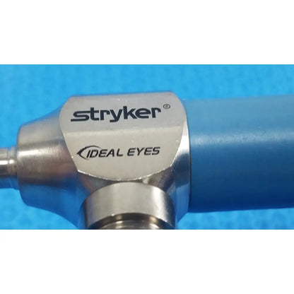 Stryker 502-539-030 ideal eyes 5mm autoclavable endoscope with metallic silver head and blue cylindrical handle
