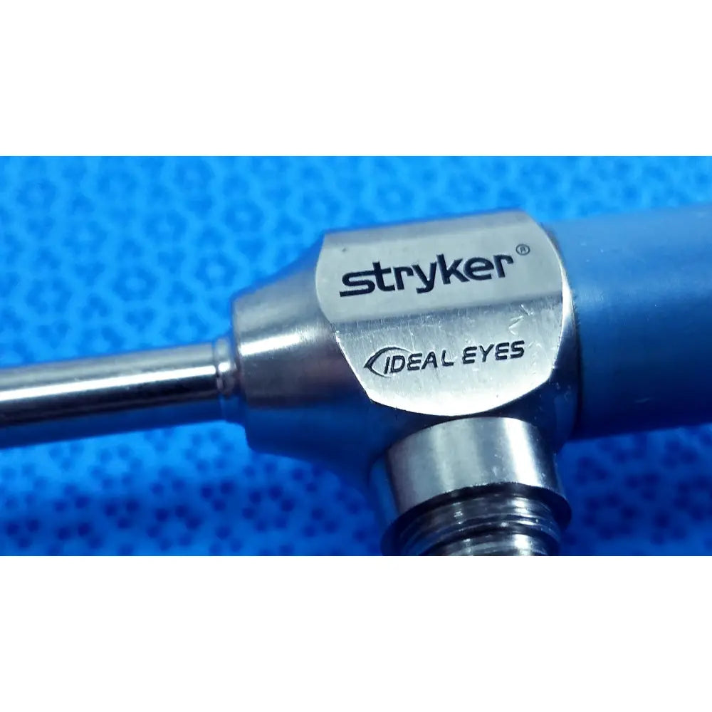 Stryker 502-539-030 ideal eyes 5mm 30° endoscope with metallic silver head and blue handle for surgical use