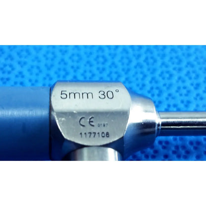 Silver ideal eyes 5mm 30° autoclavable endoscope by stryker with engraved specifications ce mark and serial number