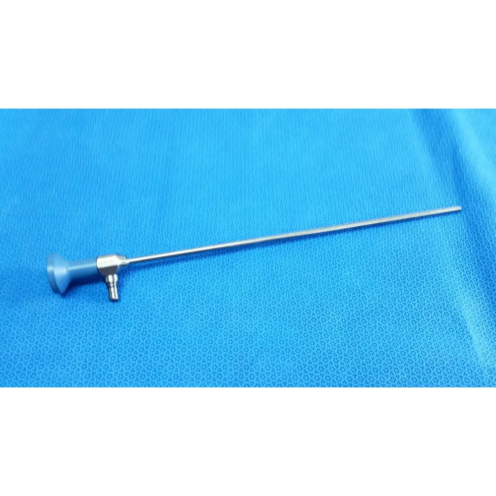 Silver surgical endoscope with blue plastic handle and metallic joints stryker ideal eyes 5mm 30 degree autoclavable