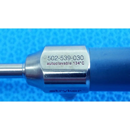 Silver and blue metallic ideal eyes 5mm autoclavable endoscope labeled 502-539-030 by stryker