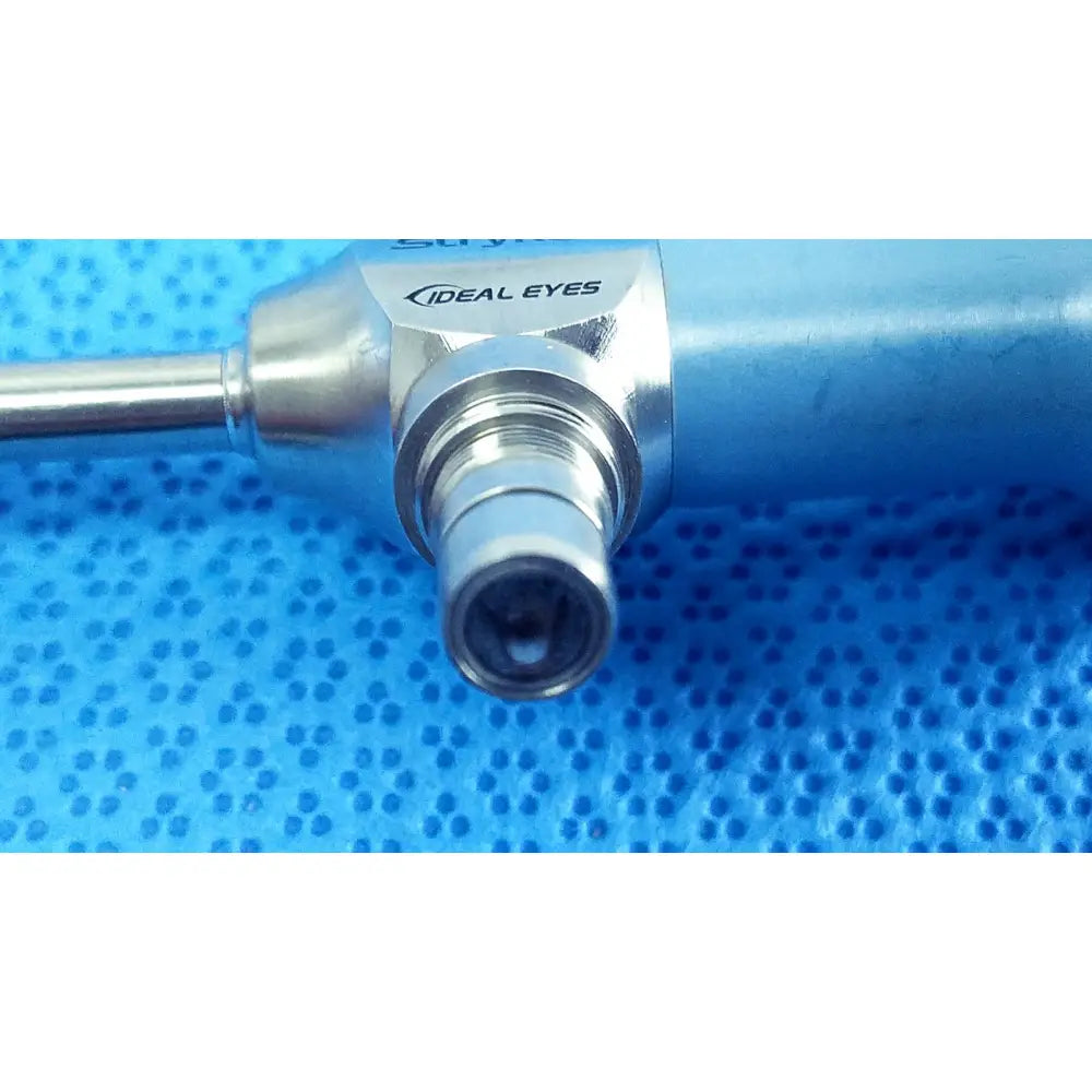 Silver and blue ideal eyes 5mm autoclavable endoscope with ideal eyes branding on metallic housing