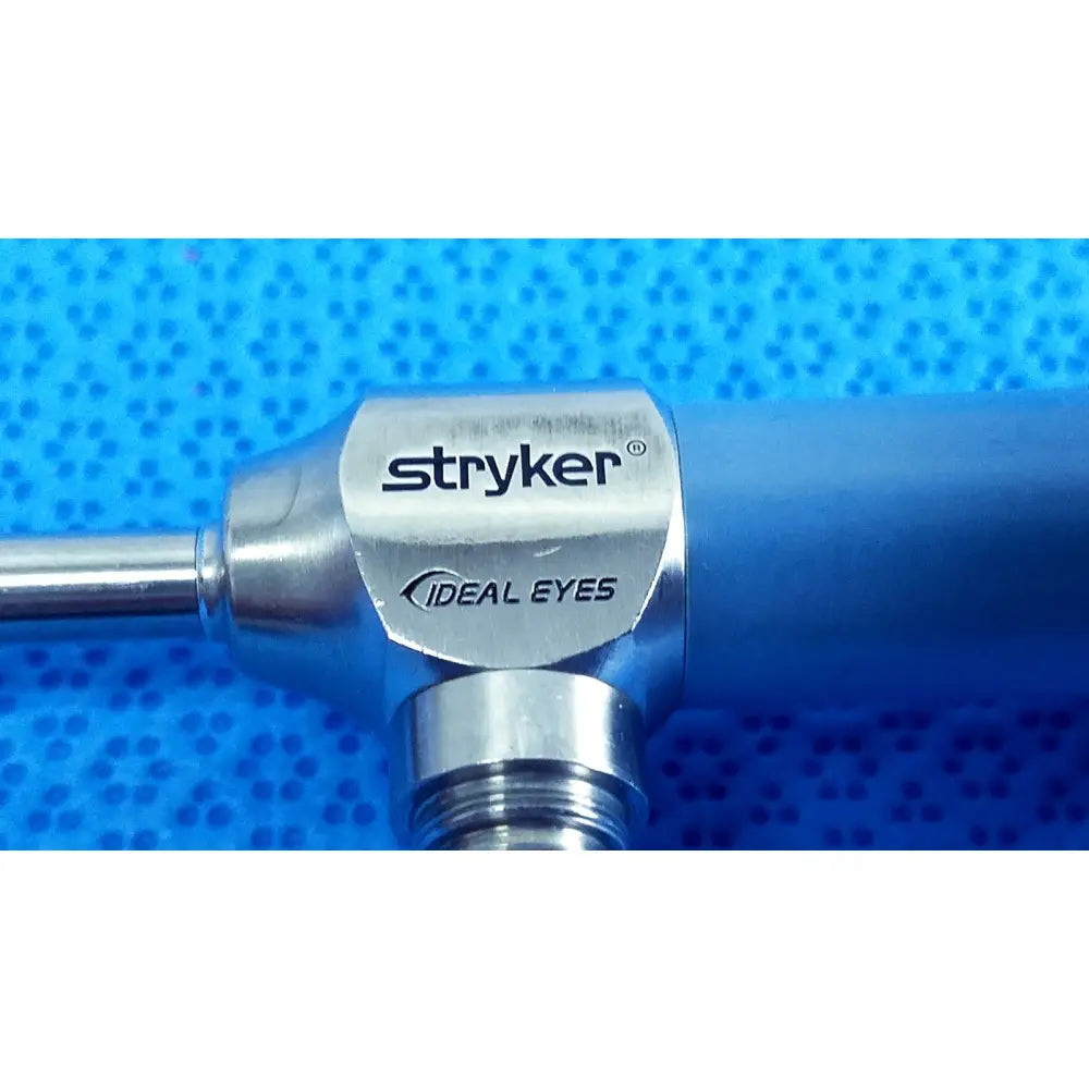 Stryker ideal eyes 5mm 30 degree autoclavable endoscope with metallic silver head and blue handle for surgical use
