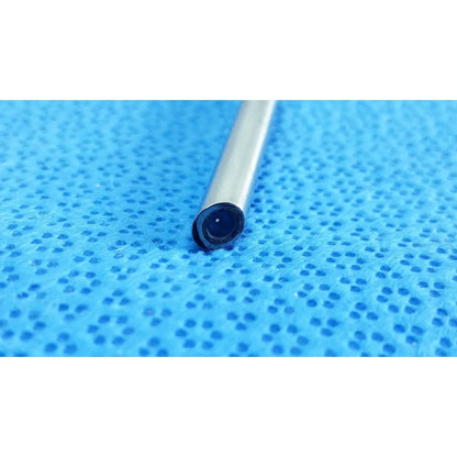 Silver cylindrical autoclavable endoscope with black lens featuring ideal eyes 5mm for medical use by stryker