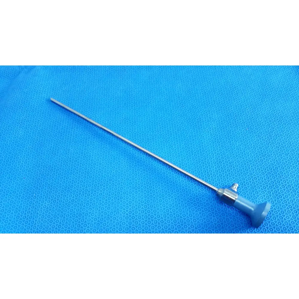 Silver surgical endoscope with blue ergonomic handle and metallic joints ideal eyes 5mm autoclavable by stryker