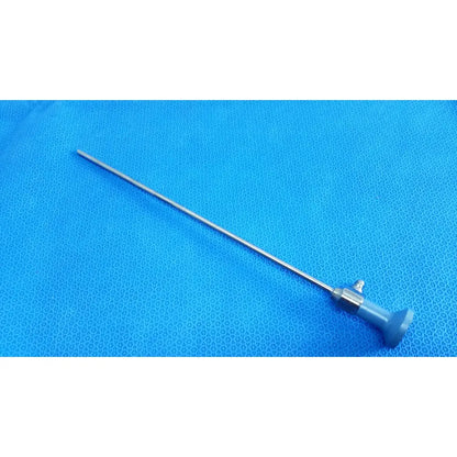 Silver surgical endoscope with blue ergonomic handle and metallic joints ideal eyes 5mm autoclavable by stryker
