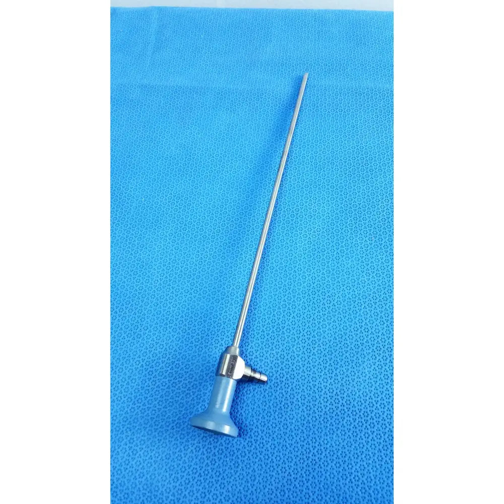 Silver surgical endoscope with blue handle and metallic joints stryker ideal eyes 5mm 30° autoclavable endoscope