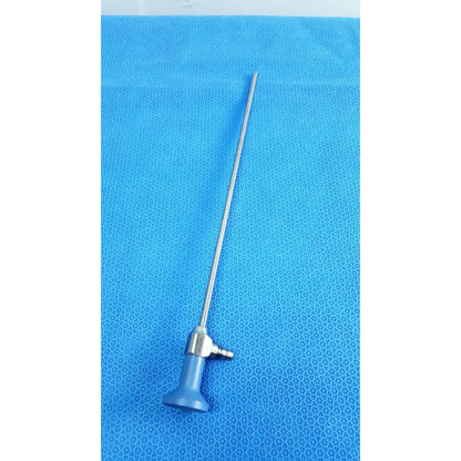 Silver surgical ideal eyes 5mm endoscope with blue handle and metallic joints for autoclavable use by Stryker