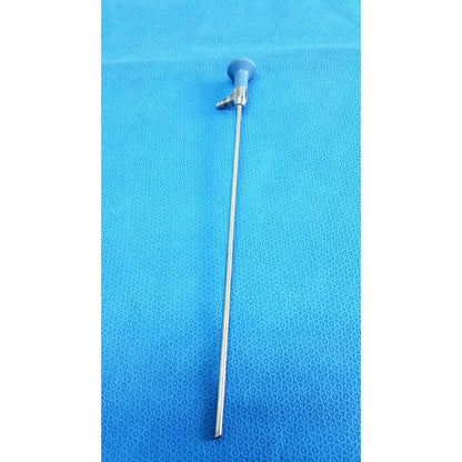 Silver surgical ideal eyes 5mm endoscope with blue ergonomic handle and metallic shaft for precise medical use