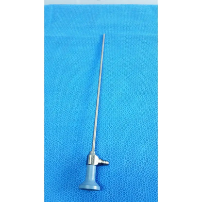Silver surgical Stryker ideal eyes 5mm endoscope with blue gray handle and metallic autoclavable shaft