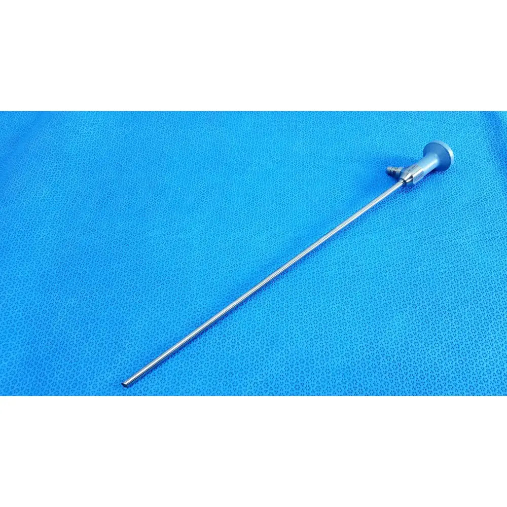 Silver ideal eyes 5mm surgical endoscope with slender metallic shaft and rounded handle for medical use