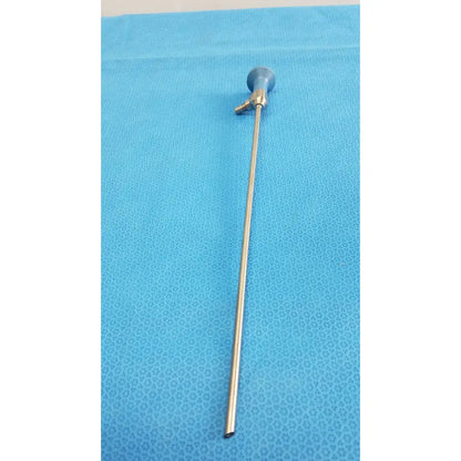 Silver metallic shaft surgical endoscope with blue-handled control knob stryker ideal eyes 5mm 30 degree autoclavable