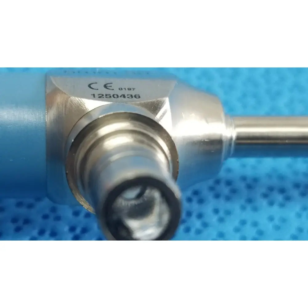 Silver metallic ideal eyes 5mm autoclavable endoscope with cylindrical shaft and hexagonal head showing certification marks
