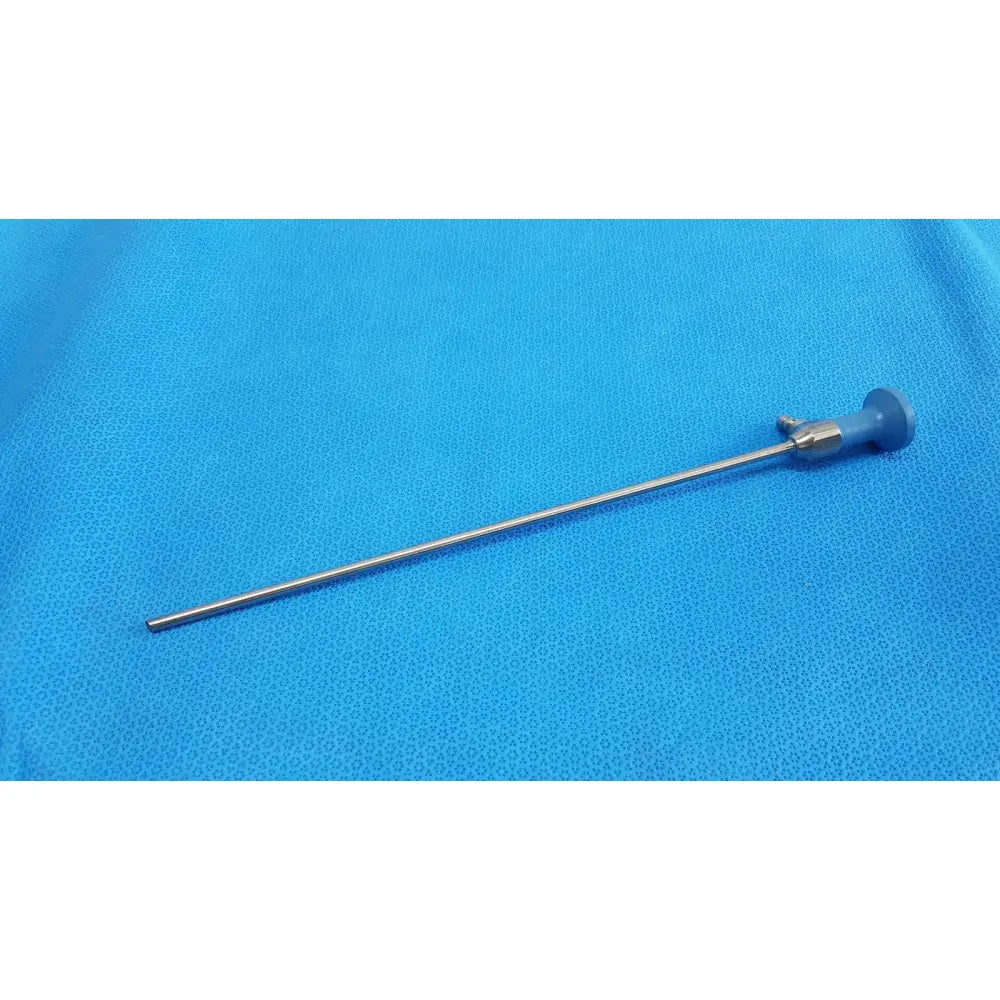 Silver surgical ideal eyes 5mm endoscope with blue plastic handle and metallic joints for medical use