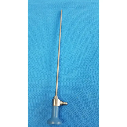 Silver surgical ideal eyes 5mm endoscope with blue handle and metallic joints for autoclavable use by stryker