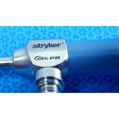 Stryker ideal eyes 5mm 30° endoscope with metallic silver head and blue cylindrical body for surgical use