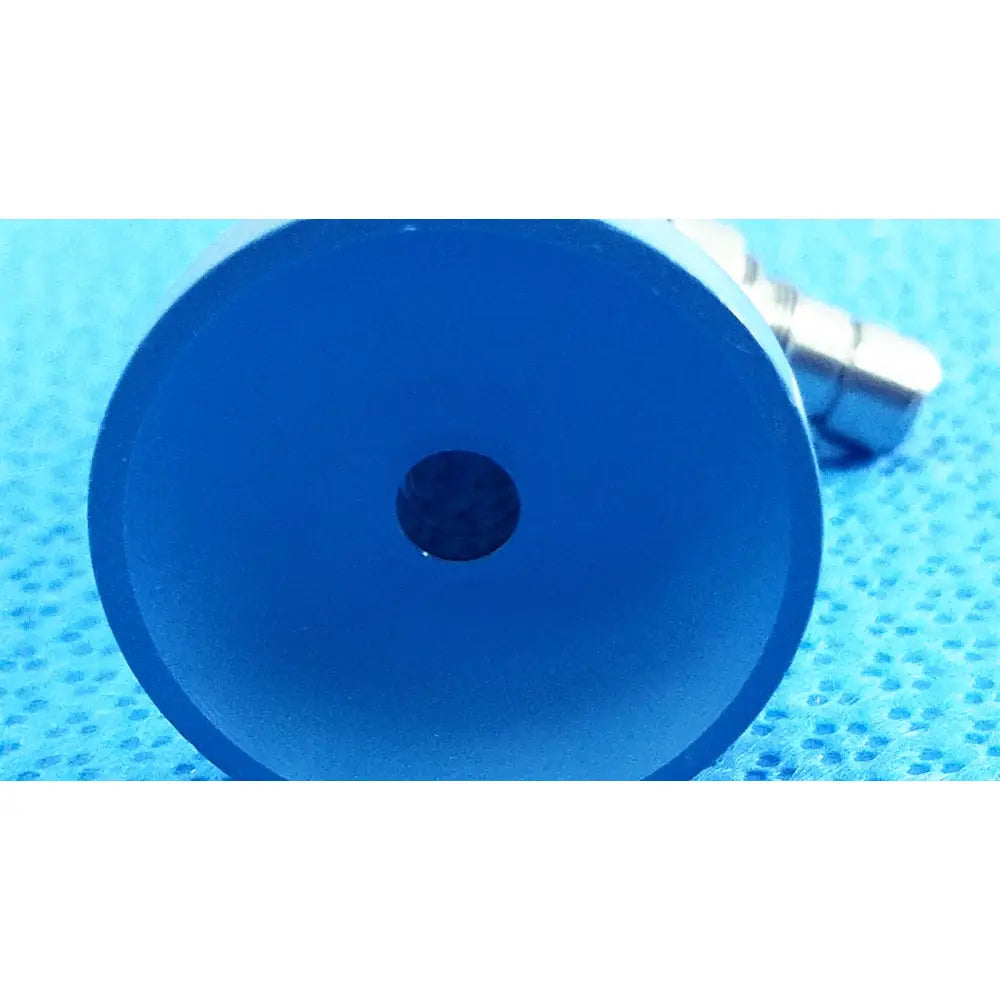 Blue circular plastic component with central hole for stryker ideal eyes 5mm autoclavable endoscope accessory