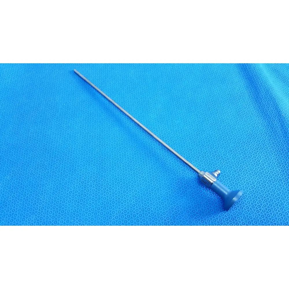Silver surgical endoscope with blue plastic handle and metallic joints ideal eyes 5mm autoclavable model
