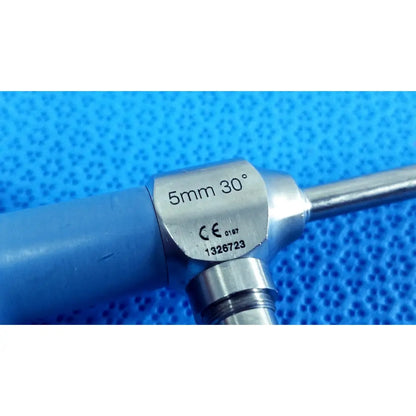 Silver surgical ideal eyes 5mm endoscope with 30° angled tip featuring ce certification and serial number engraving