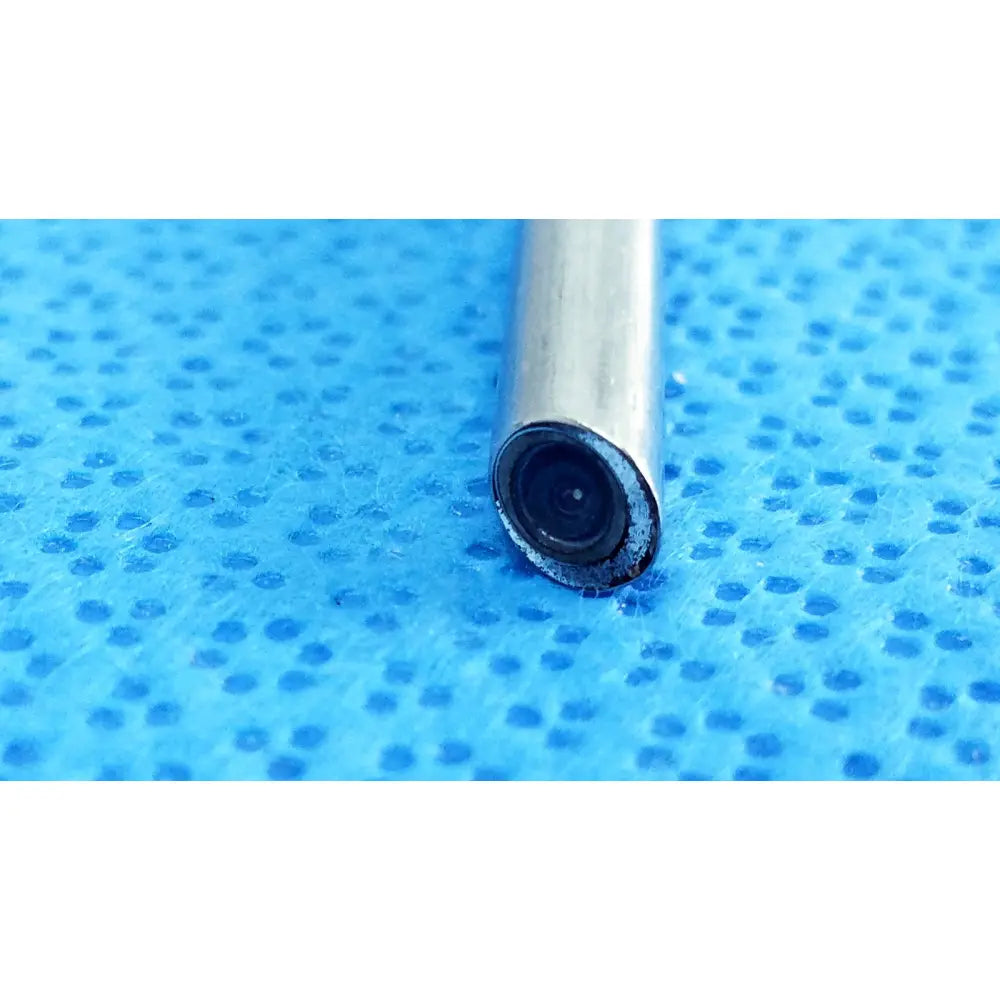Silver cylindrical autoclavable endoscope with black lens tip ideal eyes 5mm 30° by Stryker model 502-539-030