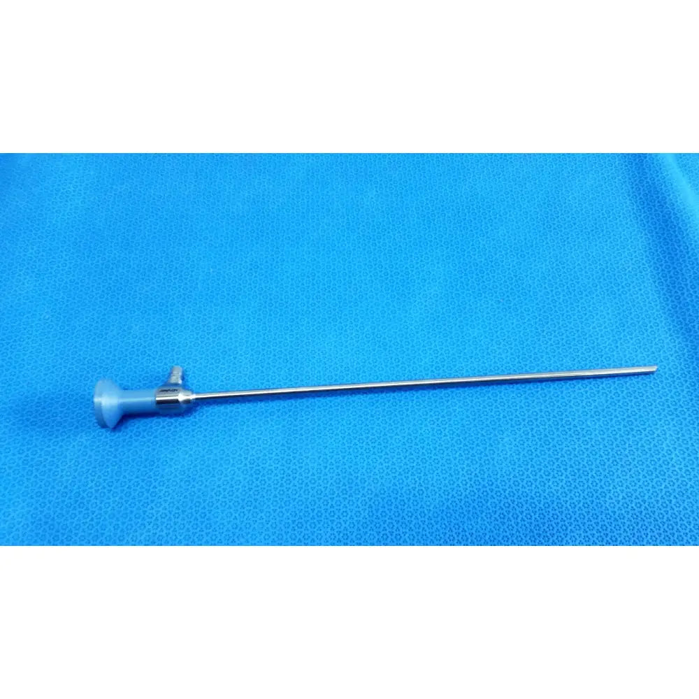 Silver surgical ideal eyes 5mm endoscope with translucent blue handle and metallic shaft for medical use