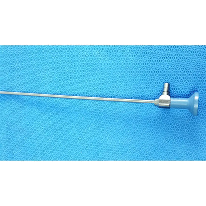 Silver surgical endoscope ideal eyes 5mm with metallic shaft and blue plastic handle for medical use
