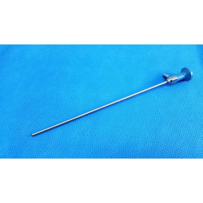 Silver metallic stryker ideal eyes 5mm 30° autoclavable surgical endoscope with cylindrical handle and adjustment knobs
