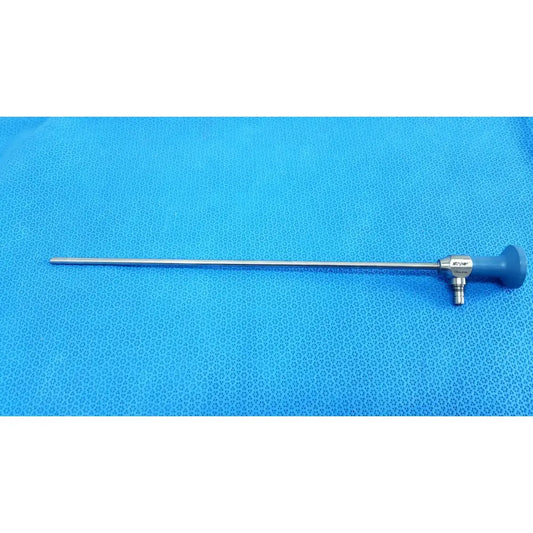 Silver ideal eyes 5mm 30° autoclavable surgical endoscope with blue ergonomic handle and metallic joints by stryker