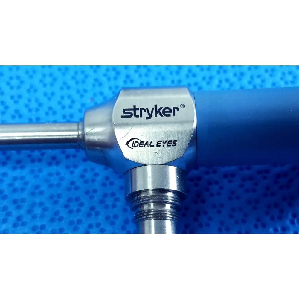 Stryker 502-539-030 ideal eyes 5mm 30° autoclavable endoscope with metallic silver housing and blue ergonomic grip
