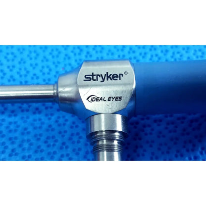Stryker 502-539-030 ideal eyes 5mm 30° autoclavable endoscope with metallic silver housing and blue ergonomic grip