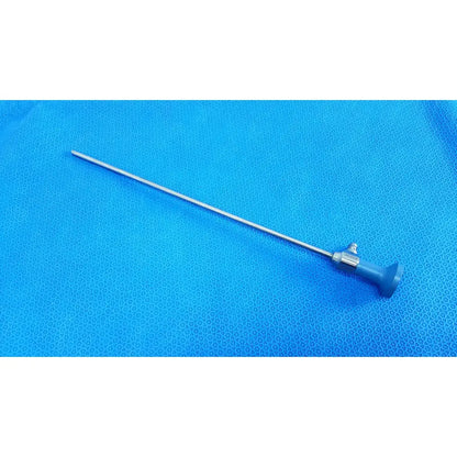 Silver surgical endoscope with blue handle and metallic joints stryker ideal eyes 5mm 30 autoclavable model