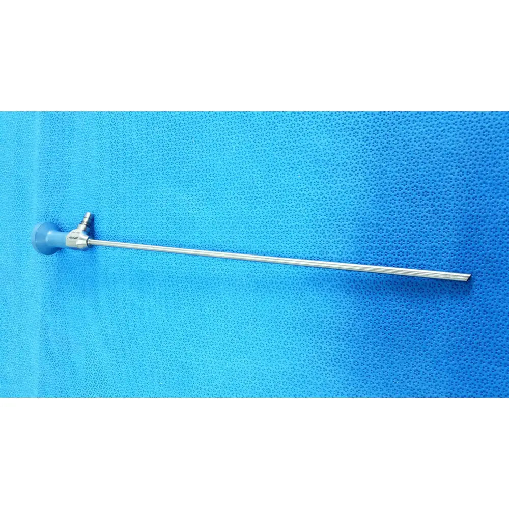 Silver ideal eyes 5mm surgical endoscope with blue-handled connector and metallic shaft for precise visualization