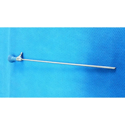 Silver ideal eyes 5mm surgical endoscope with blue-handled connector and metallic shaft for precise visualization