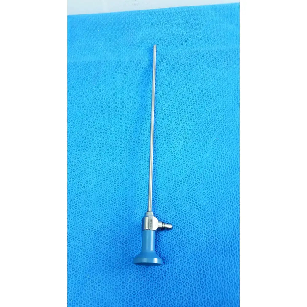 Silver surgical endoscope with blue handle and metallic joints ideal eyes 5mm autoclavable for precise medical use