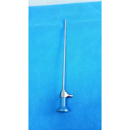 Silver surgical endoscope with blue handle and metallic joints ideal eyes 5mm autoclavable for precise medical use