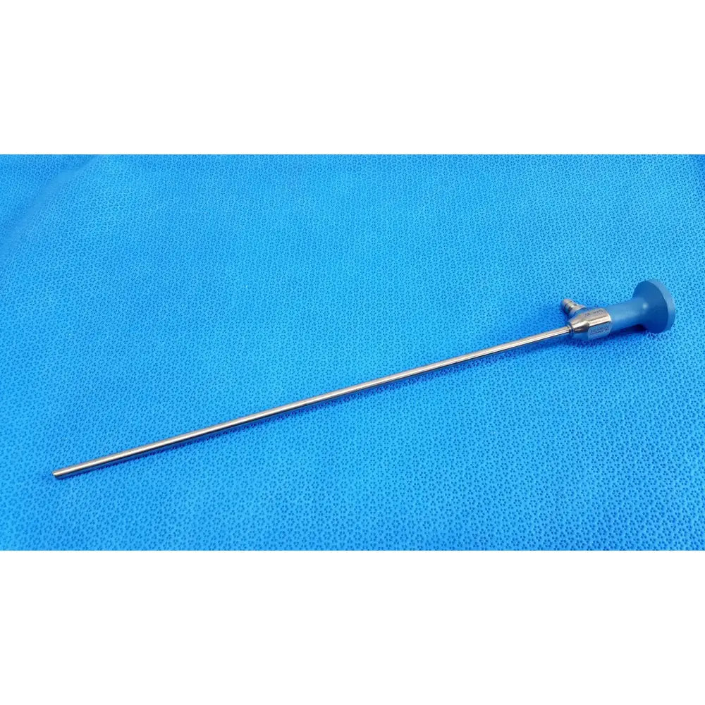 Silver surgical endoscope with blue ergonomic handle and metallic joints stryker ideal eyes 5mm autoclavable model 896333
