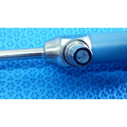 Blue-handled stryker ideal eyes 5mm 30° autoclavable endoscope with metallic body and clear lens at tip