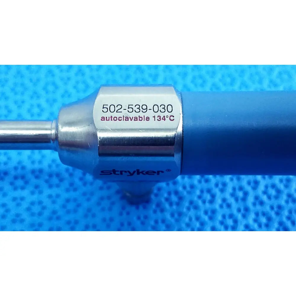 Stryker ideal eyes 5mm 30 degree autoclavable endoscope with metallic silver shaft and blue handle model 502-539-030