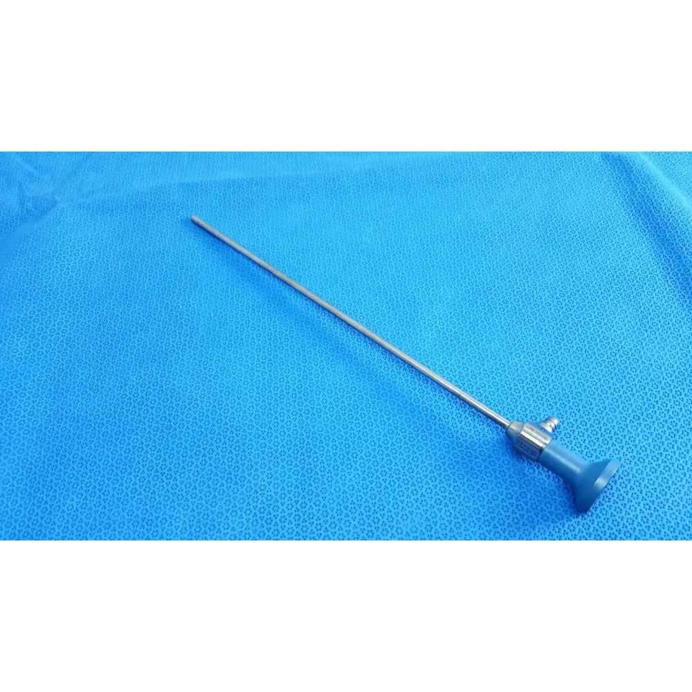 Silver surgical endoscope stryker ideal eyes 5mm with blue ergonomic handle and metallic joints autoclavable design