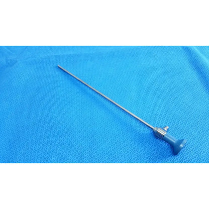 Silver surgical endoscope stryker ideal eyes 5mm with blue ergonomic handle and metallic joints autoclavable design