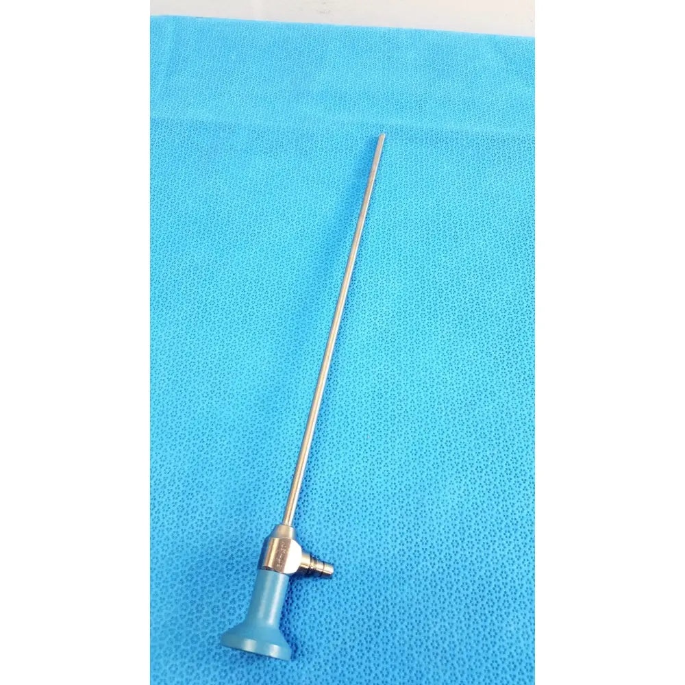 Silver surgical endoscope with blue handle and metallic shaft for Stryker ideal eyes 5mm 30 degree autoclavable use