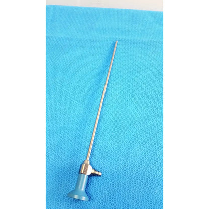 Silver surgical endoscope with blue handle and metallic shaft for Stryker ideal eyes 5mm 30 degree autoclavable use