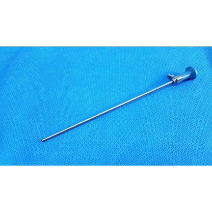 Silver ideal eyes 5mm surgical endoscope with blue-handled control knob and metallic autoclavable shaft by Stryker